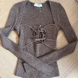 Knitted Long Sleeve Halter neck Top
